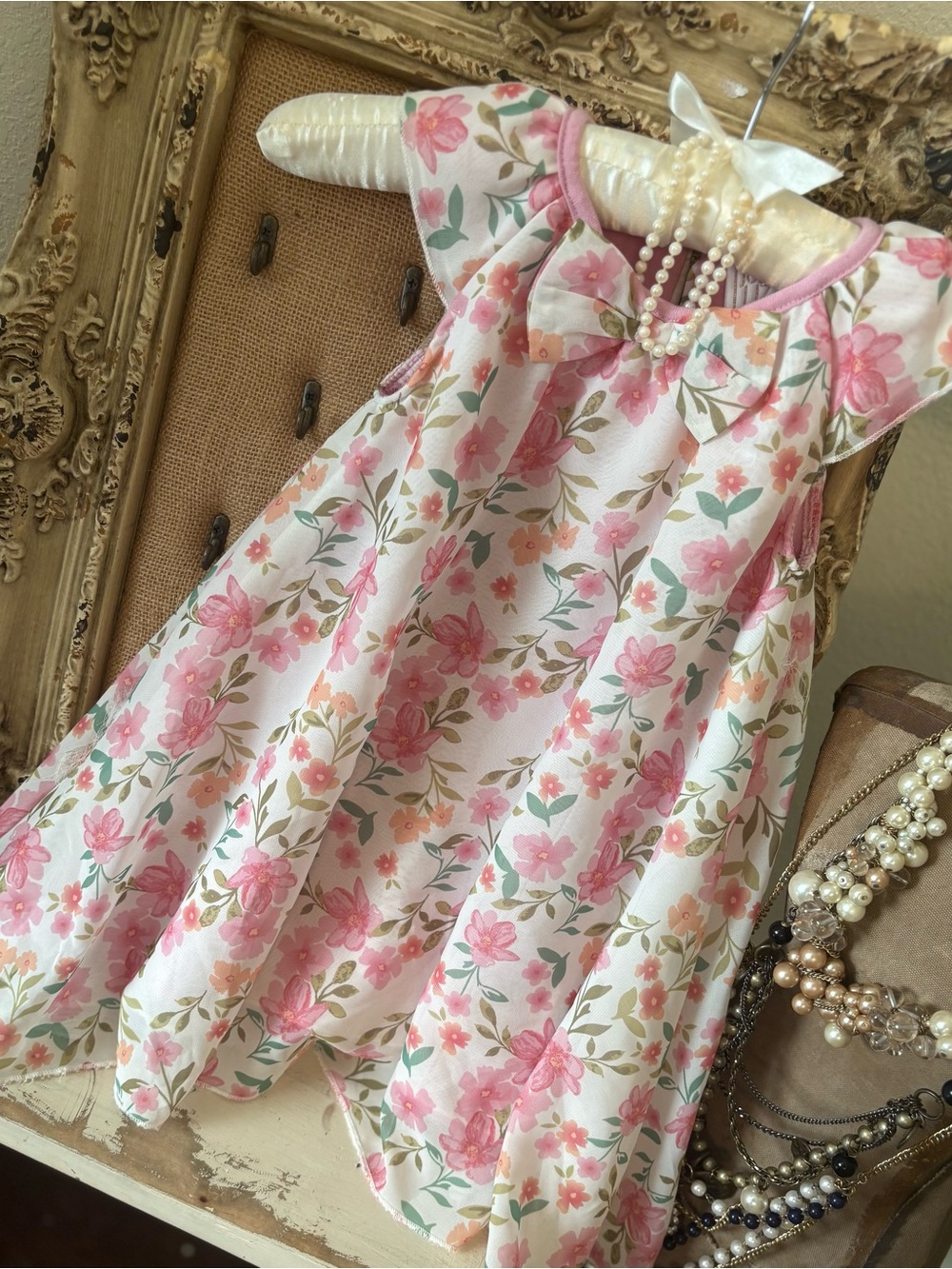 Pink Floral A-Line Dress, little girl